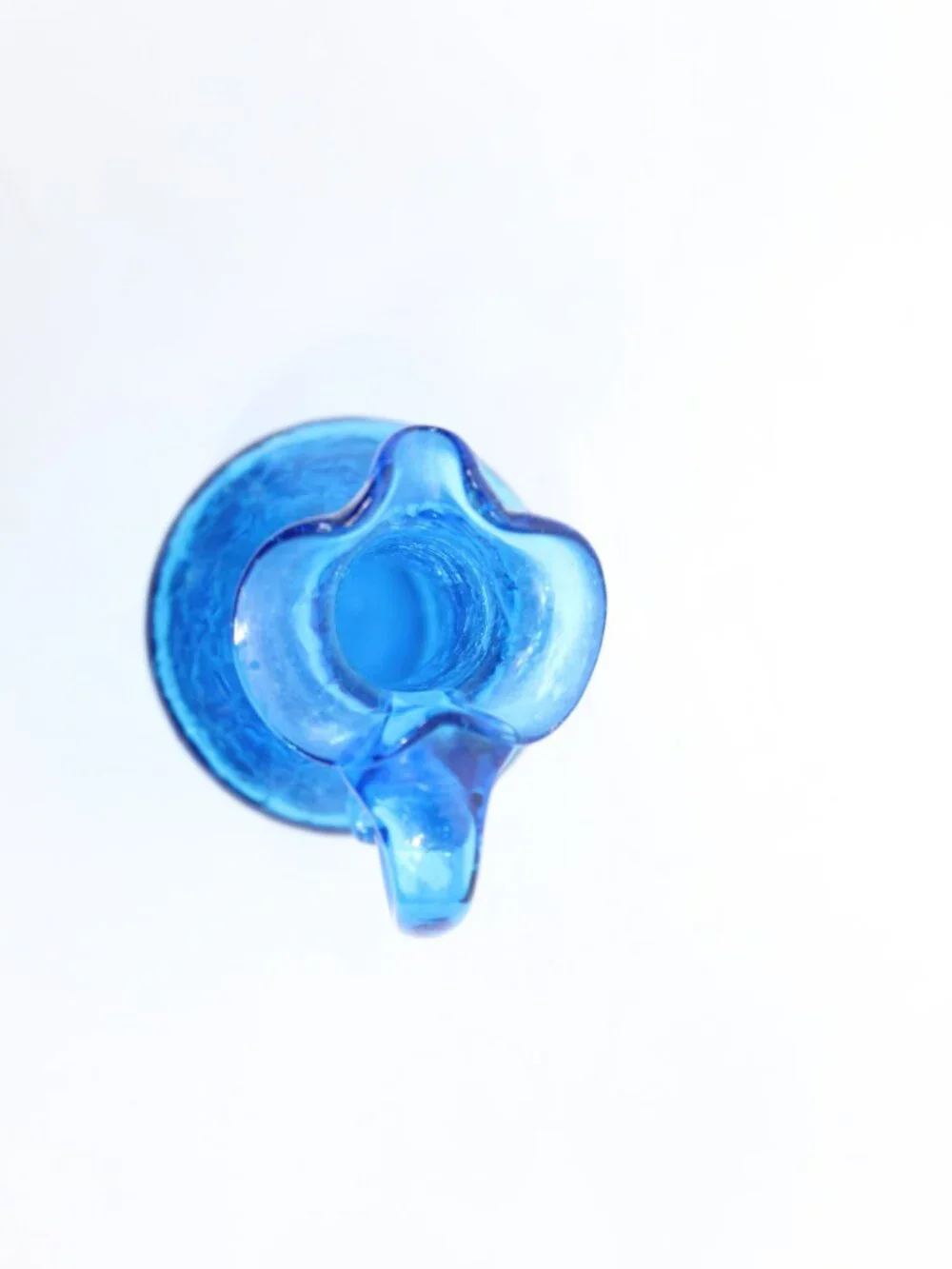 MCM ART GLASS HAND BLOWN AZURE BLUE CRACKLE GLASS CRUET BOTTLE VASE 5